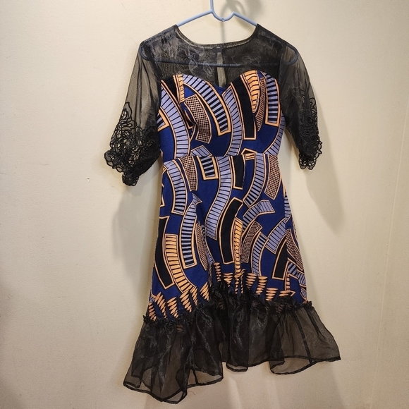 K2R Fashion women's multicolor shorts Sleeves Midi Dress Size 8 - Picture 2 of 10